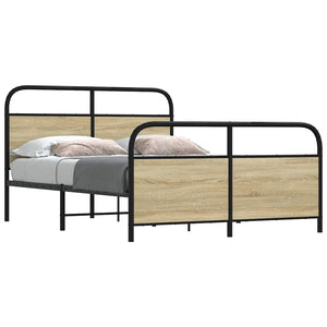 vidaXL Metal Bed Frame without Mattress Sonoma Oak 137x190 cm