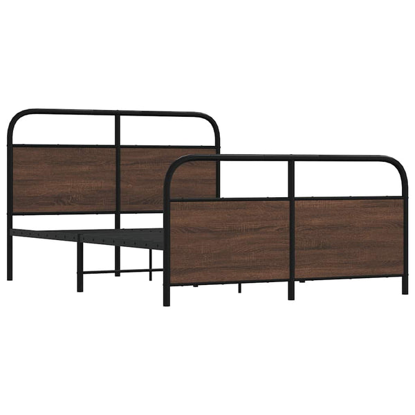 vidaXL Metal Bed Frame without Mattress Brown Oak-Look 137x190 cm
