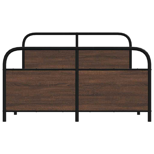 vidaXL Metal Bed Frame without Mattress Brown Oak-Look 137x190 cm