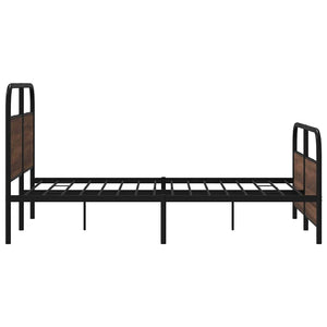 vidaXL Metal Bed Frame without Mattress Brown Oak-Look 137x190 cm