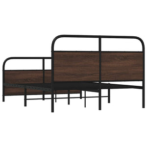 vidaXL Metal Bed Frame without Mattress Brown Oak-Look 137x190 cm