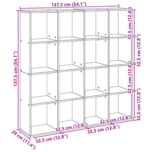 vidaXL Bookcase Sonoma Oak 137.5x29x137.5 cm Engineered Wood