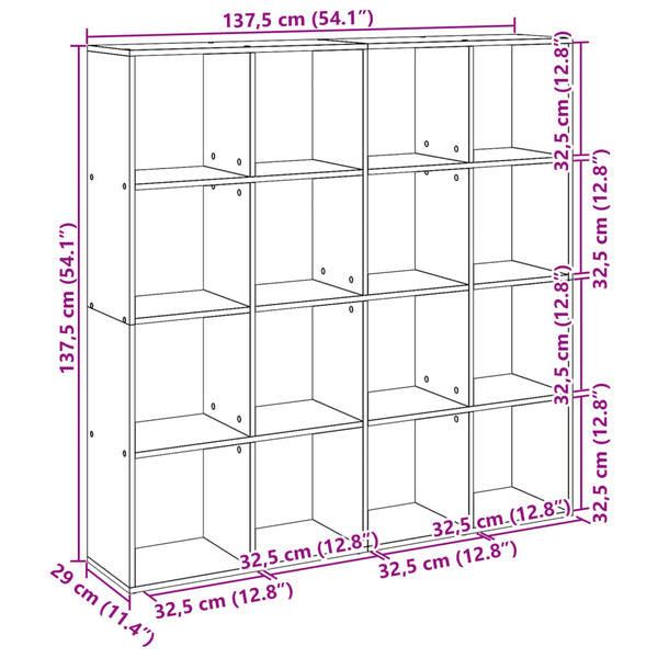 vidaXL Bookcase Sonoma Oak 137.5x29x137.5 cm Engineered Wood