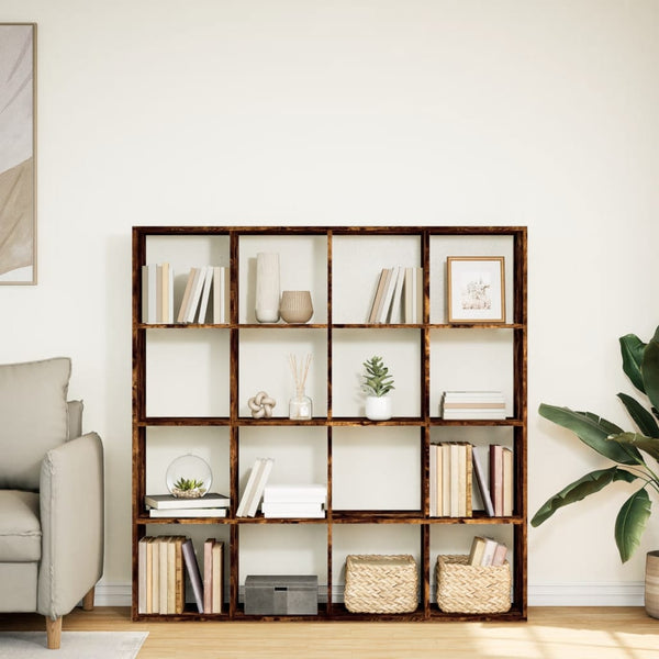 vidaXL Bookcase Smoked Oak 137.5x29x137.5 cm Engineered Wood