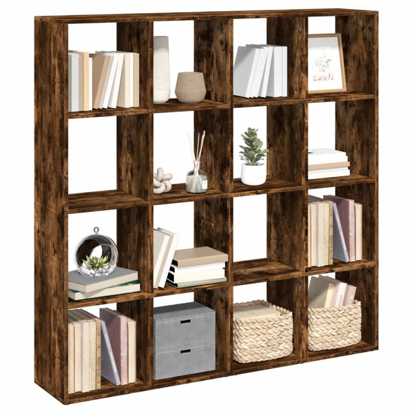 vidaXL Bookcase Smoked Oak 137.5x29x137.5 cm Engineered Wood