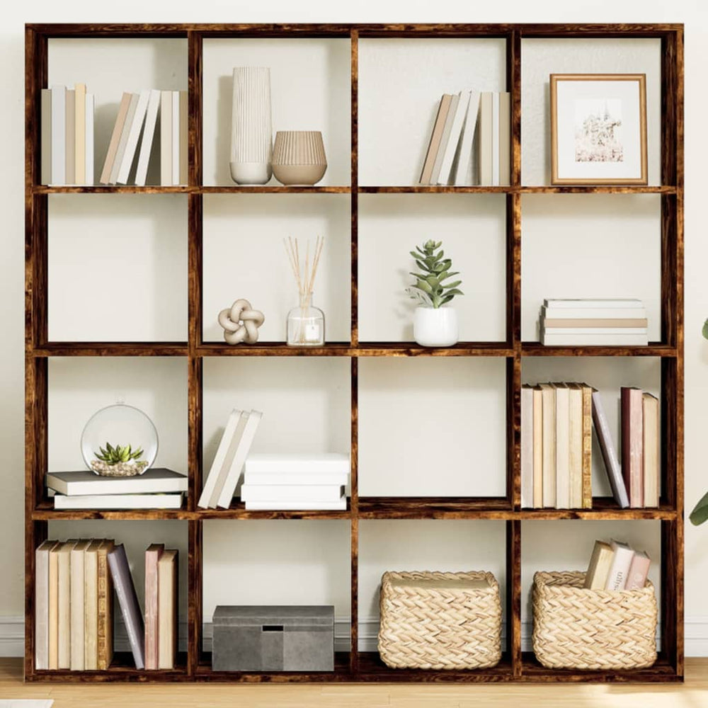 vidaXL Bookcase Smoked Oak 137.5x29x137.5 cm Engineered Wood