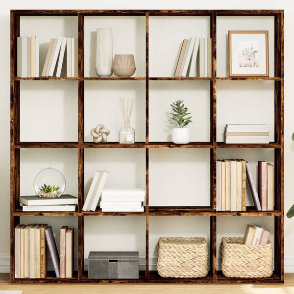 vidaXL Bookcase Smoked Oak 137.5x29x137.5 cm Engineered Wood