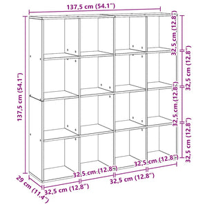 vidaXL Bookcase Artisan Oak 137.5x29x137.5 cm Engineered Wood