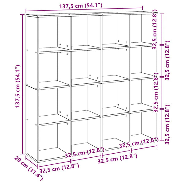 vidaXL Bookcase Artisan Oak 137.5x29x137.5 cm Engineered Wood