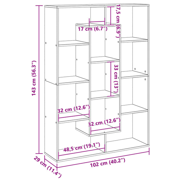 vidaXL Bookcase Concrete Gray 102x29x143 cm Engineered Wood