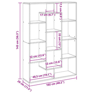 vidaXL Bookcase Sonoma Oak Grey 102x29x143 cm Engineered Wood