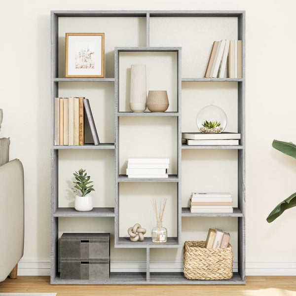 vidaXL Bookcase Sonoma Oak Grey 102x29x143 cm Engineered Wood