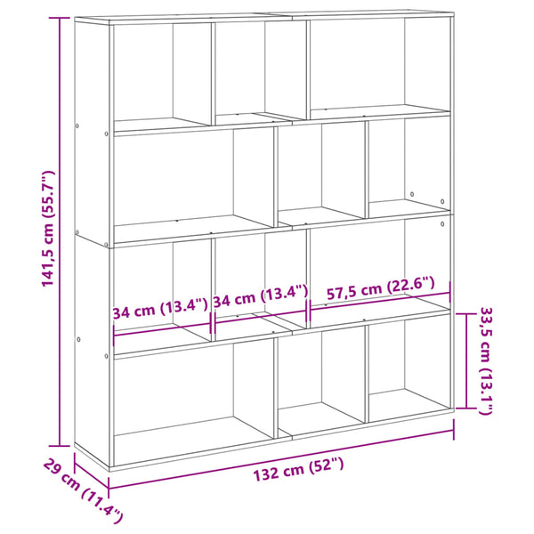 vidaXL Bookcase Reclaimed Wood Look 132x29x141.5 cm Engineered Wood
