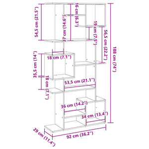 vidaXL Bookcase White 92x29x188 cm Engineered Wood
