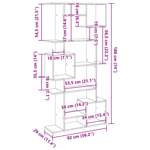 vidaXL Bookcase Reclaimed Wood Look 92x29x188 cm Engineered Wood