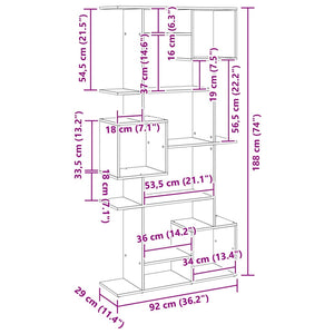vidaXL Bookshelf Artisan Oak 92x29x188 cm Engineered Wood