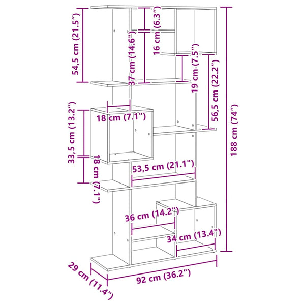vidaXL Bookshelf Artisan Oak 92x29x188 cm Engineered Wood