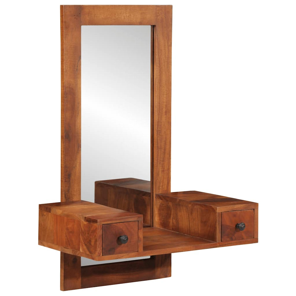 vidaXL Wall Mirror with Drawers 60x33x90 cm Solid Acacia Wood
