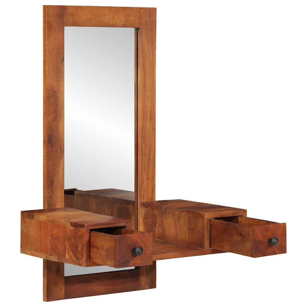 vidaXL Wall Mirror with Drawers 60x33x90 cm Solid Acacia Wood