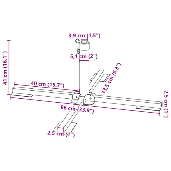vidaXL 5-piece Parasol Base Set Granite and Steel