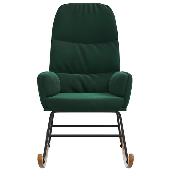 vidaXL Rocking Chair Dark Green Velvet