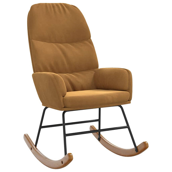vidaXL Rocking Chair Brown Velvet