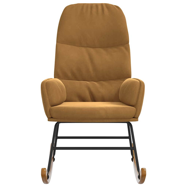 vidaXL Rocking Chair Brown Velvet