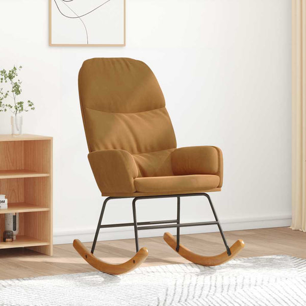 vidaXL Rocking Chair Brown Velvet