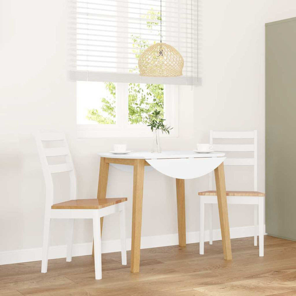 vidaXL Dining Chairs 2 pcs. White Solid Rubberwood