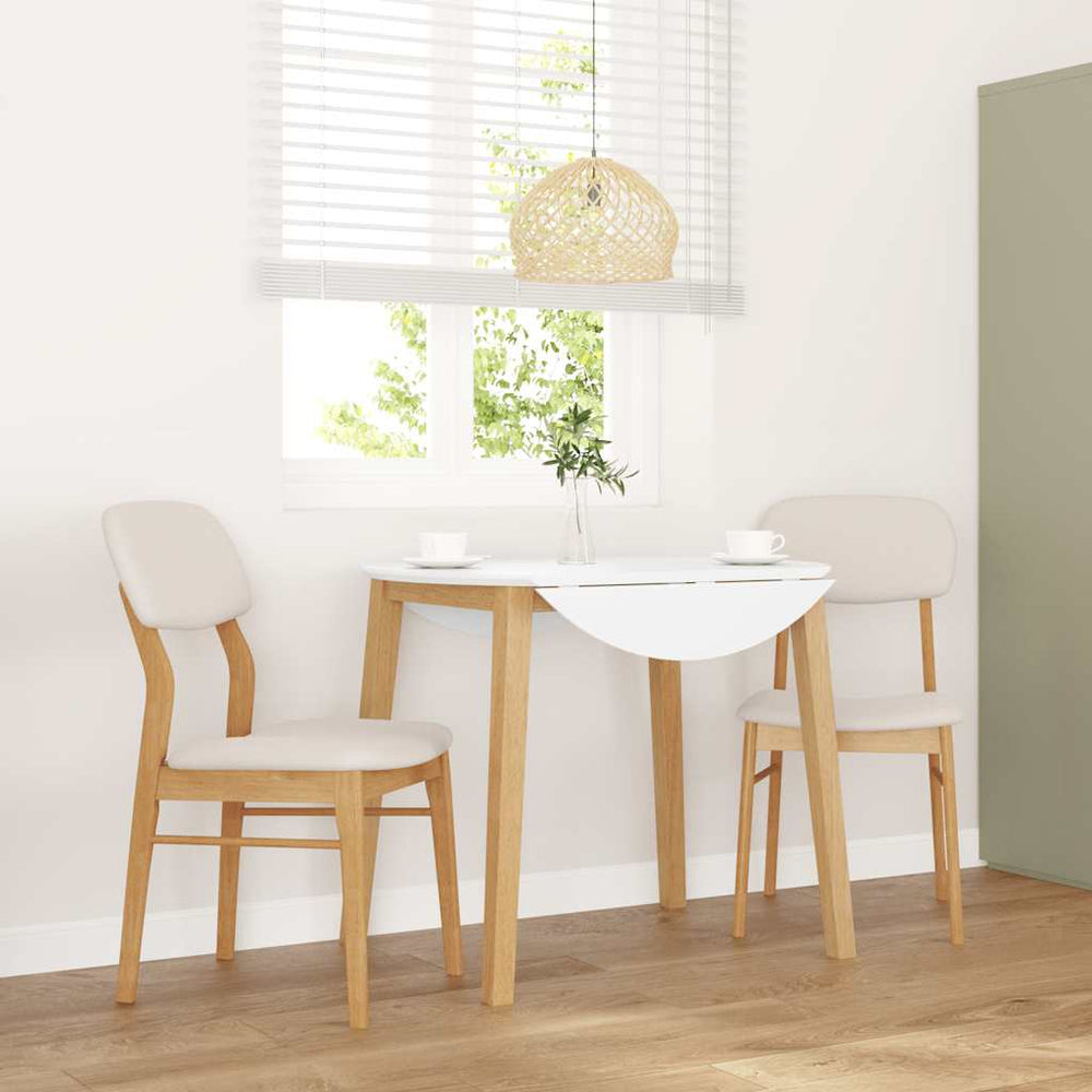 vidaXL Dining Chairs with Cushions 2 pcs. Natural Solid Rubberwood