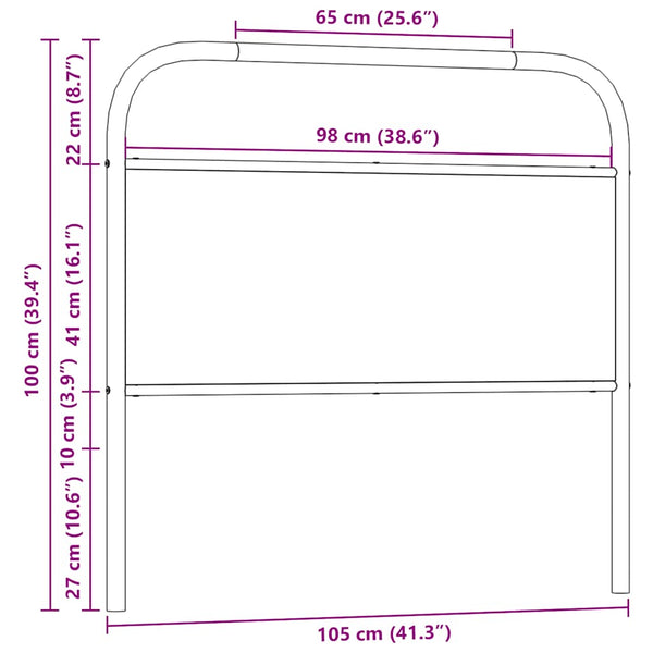 vidaXL Replacement Headboard Smoked Oak 100 cm Steel and Engineered Wood