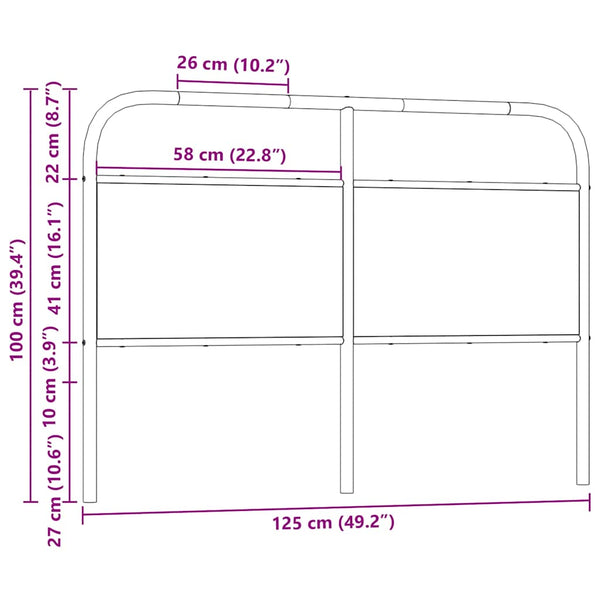 vidaXL Replacement Headboard Smoked Oak 120 cm Steel and Engineered Wood