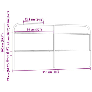 vidaXL Replacement Headboard Smoked Oak 190 cm Steel and Engineered Wood