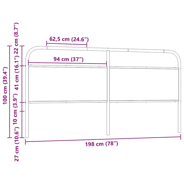 vidaXL Replacement Headboard Smoked Oak 190 cm Steel and Engineered Wood