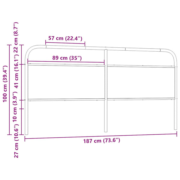 vidaXL Replacement Headboard Sonoma Oak 180 cm Steel and Engineered Wood