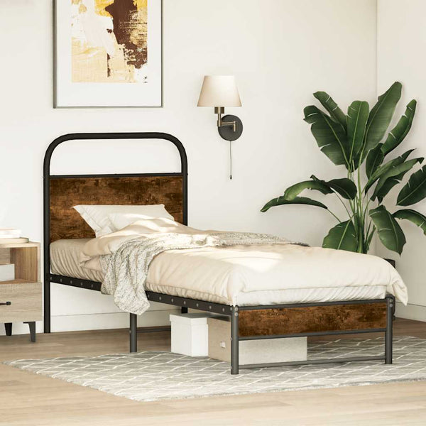 vidaXL Bed Frame without Mattress 80x200 cm Smoked Oak Engineered Wood