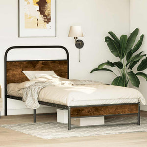 vidaXL Bed Frame without Mattress 90x190 cm Smoked Oak Engineered Wood