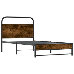 vidaXL Bed Frame without Mattress 100x190 cm Smoked Oak Engineered Wood