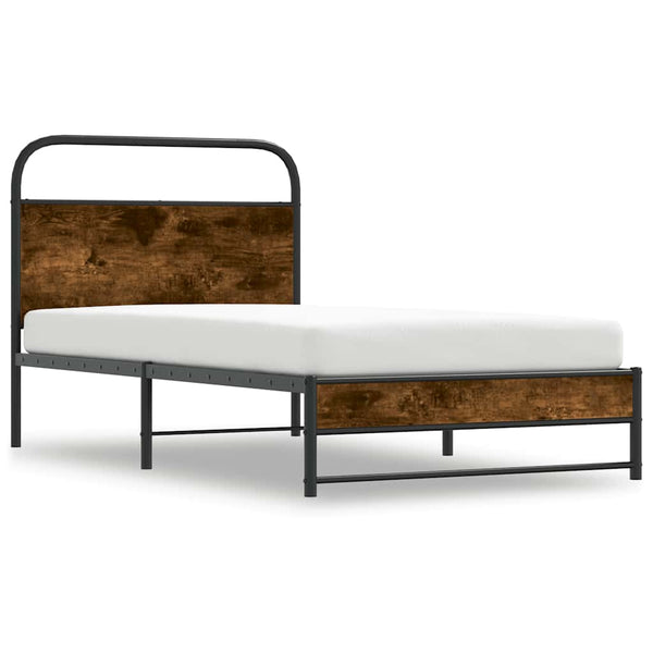 vidaXL Bed Frame without Mattress 100x190 cm Smoked Oak Engineered Wood