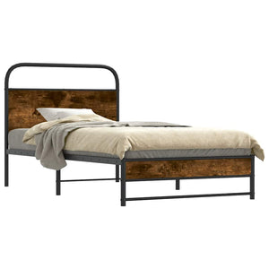 vidaXL Bed Frame without Mattress 100x200 cm Smoked Oak Engineered Wood