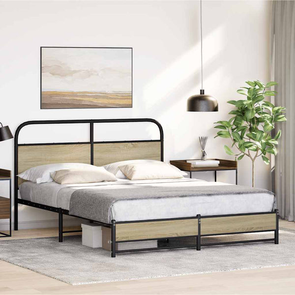 vidaXL Bed Frame without Mattress 150x200 cm Sonoma Oak Engineered Wood