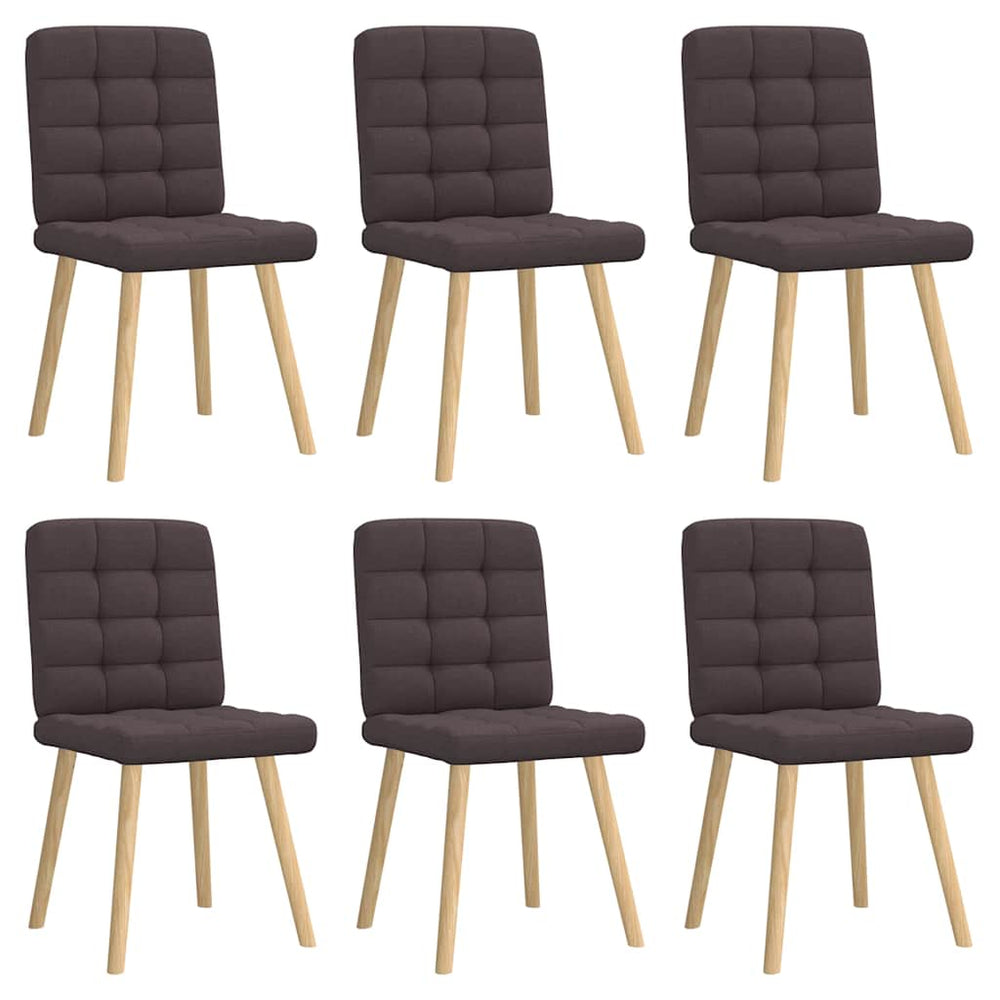 vidaXL Dining Chairs 6 pcs Dark Brown Fabric
