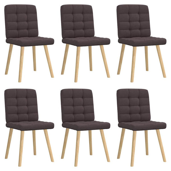 vidaXL Dining Chairs 6 pcs Dark Brown Fabric