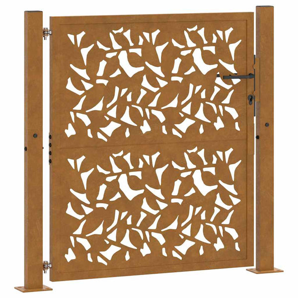 vidaXL Garden Gate 100x100 cm Weatherproof Steel Leaf Design