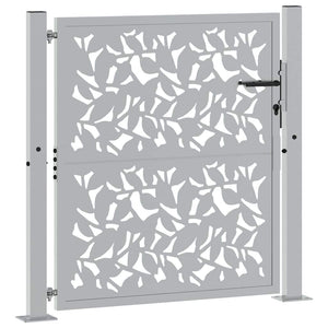 vidaXL Garden Gate 100x100 cm Weatherproof Steel Leaf Design