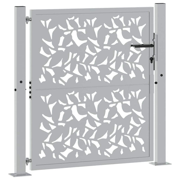 vidaXL Garden Gate 100x100 cm Weatherproof Steel Leaf Design
