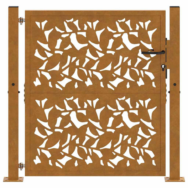 vidaXL Garden Gate 100x100 cm Weatherproof Steel Leaf Design
