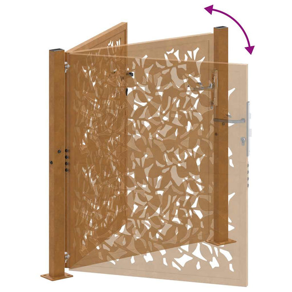 vidaXL Garden Gate 100x100 cm Weatherproof Steel Leaf Design