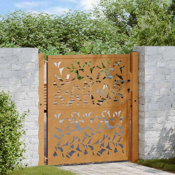 vidaXL Garden Gate 100x100 cm Weatherproof Steel Leaf Design