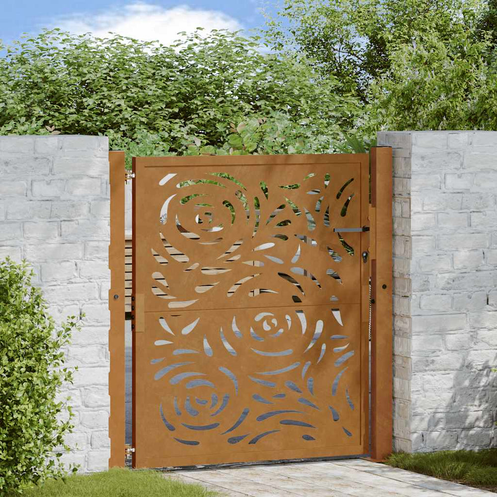 vidaXL Garden Gate 100x100 cm Weathering Steel Flame Design